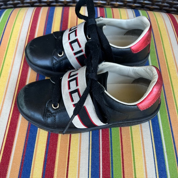 Gucci Kids 24 EU Children's Ace sneaker with LOGO stripe US 8 black - Picture 4 of 5